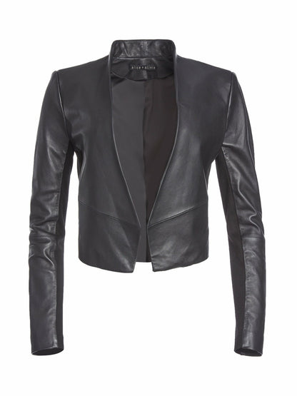 Harvey Leather Jacket In Black - Alice + Olivia Women