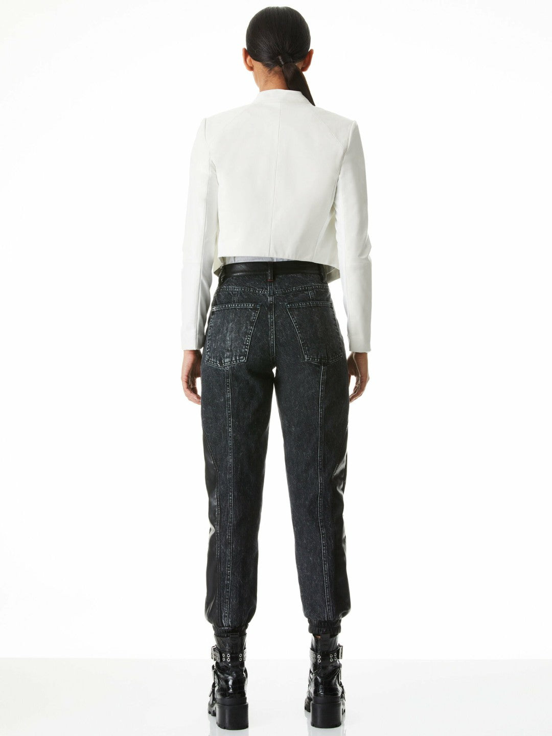 Harvey Leather Jacket In White - Alice + Olivia Women