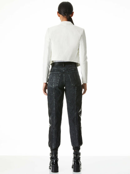Harvey Leather Jacket In White - Alice + Olivia Women