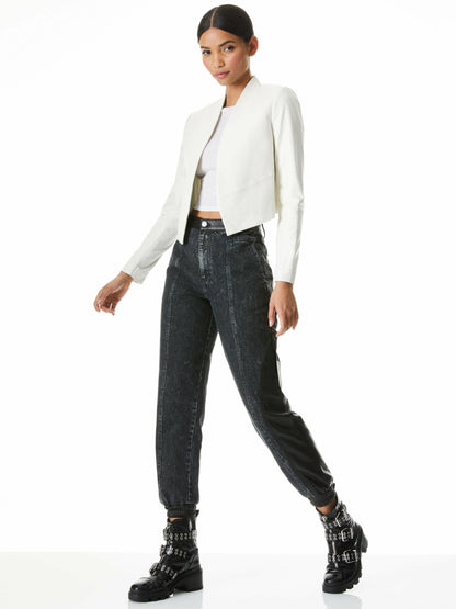 Harvey Leather Jacket In White - Alice + Olivia Women