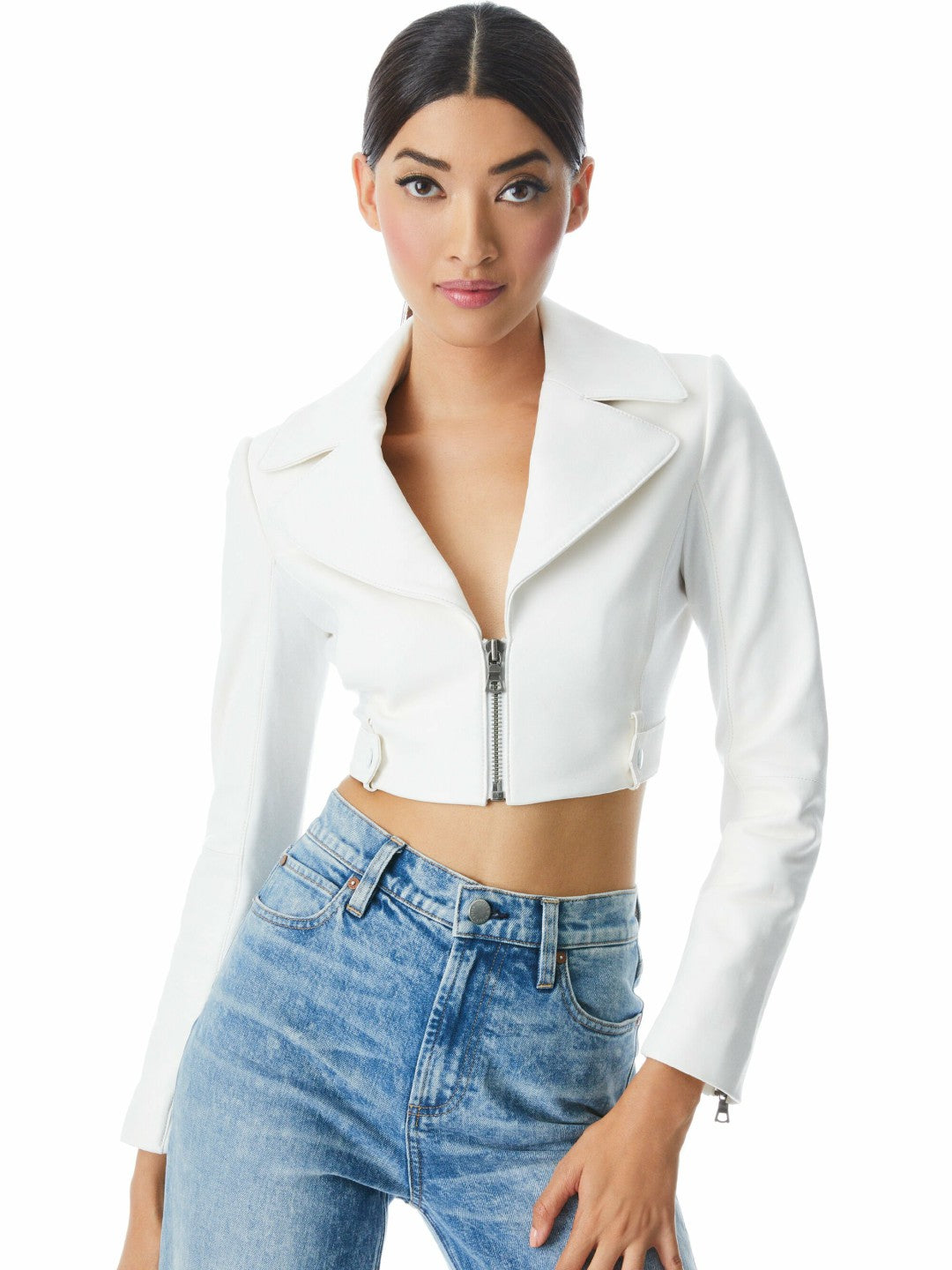 Yardley Vegan Jacket In Off White - Alice + Olivia Women
