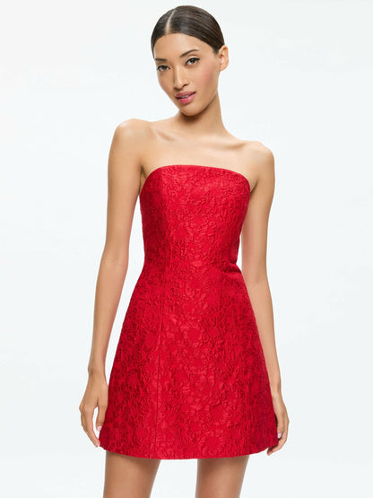 Velia Mini Dress In Perfect Ruby - Alice + Olivia Women