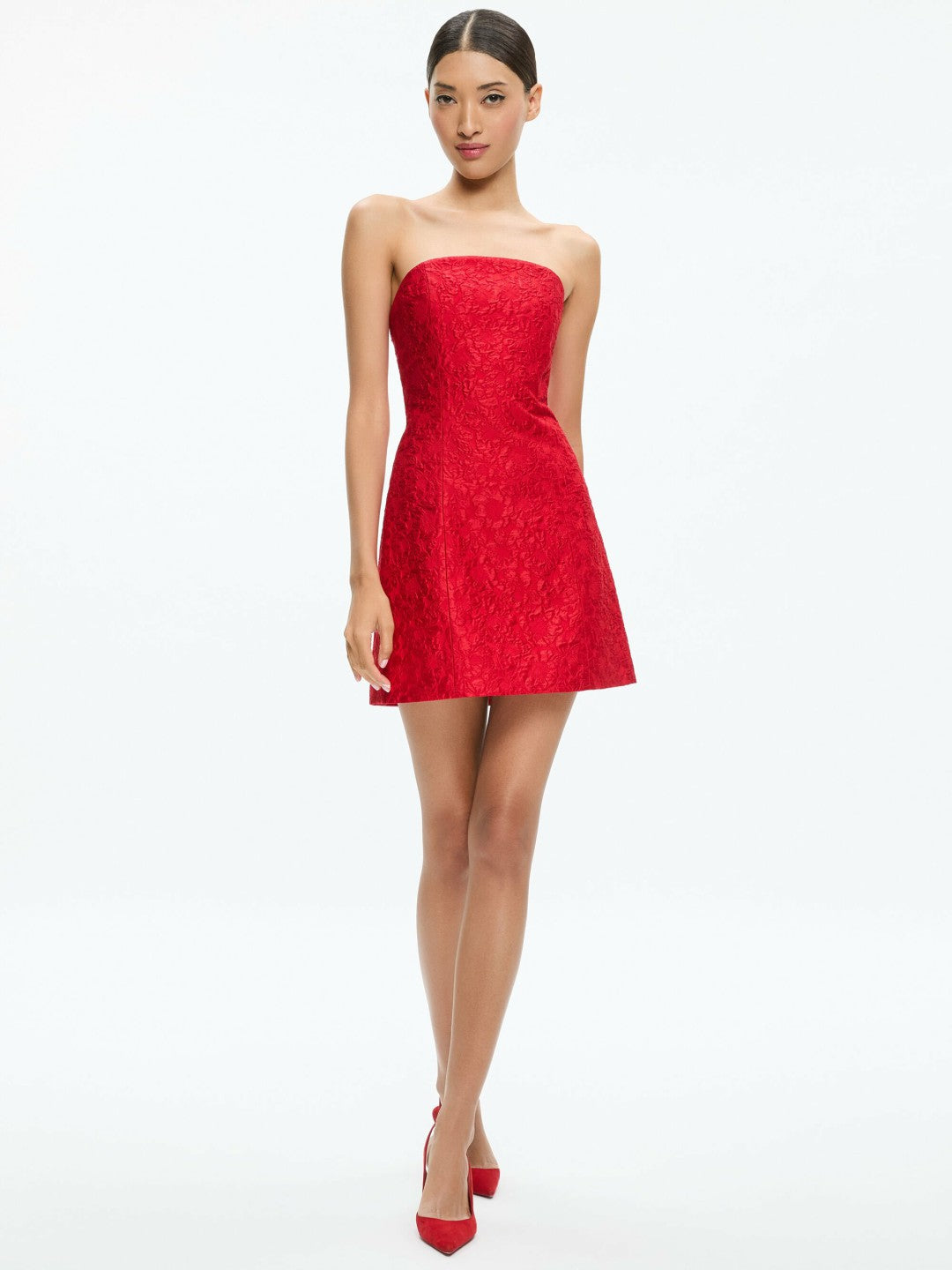 Velia Mini Dress In Perfect Ruby - Alice + Olivia Women