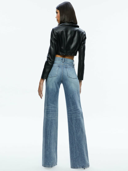 Yardley Leather Jacket In Black - Alice + Olivia Women
