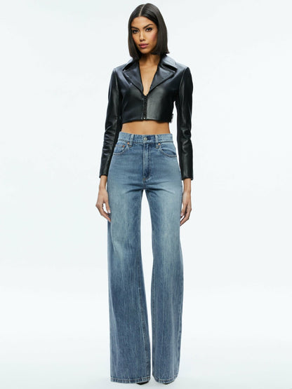 Yardley Leather Jacket In Black - Alice + Olivia Women