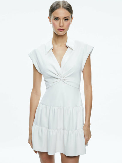 Mila Vegan Mini Dress In Off White - Alice + Olivia Women