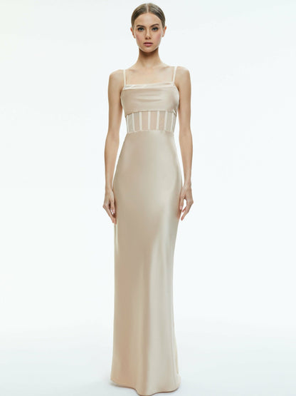 Valentina Draped Corset Maxi Dress In Almond - Alice + Olivia Women