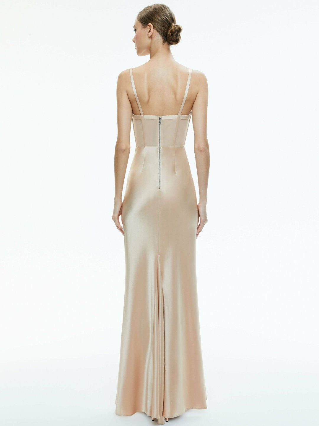 Valentina Draped Corset Maxi Dress In Almond - Alice + Olivia Women