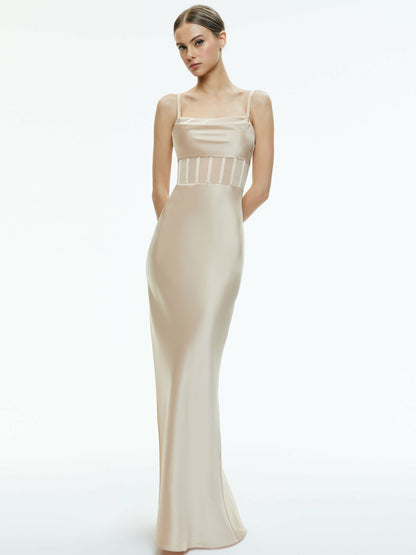 Valentina Draped Corset Maxi Dress In Almond - Alice + Olivia Women