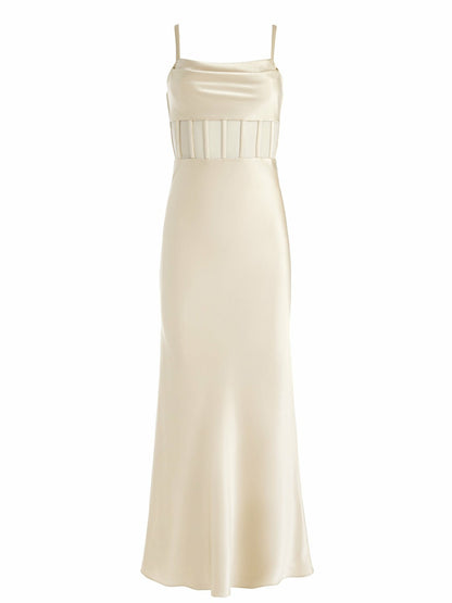 Valentina Draped Corset Maxi Dress In Almond - Alice + Olivia Women