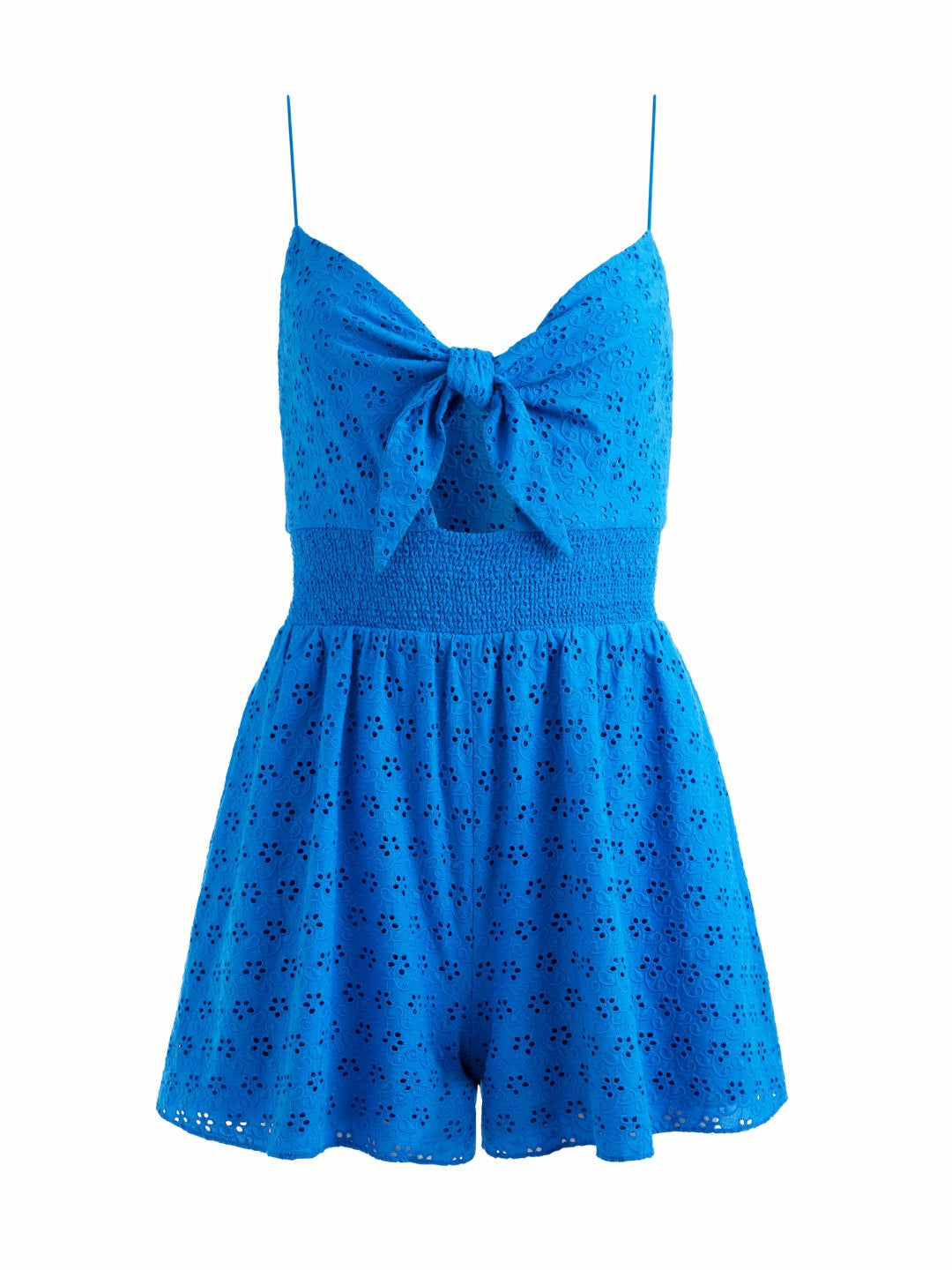 Freida Tie Front Romper In French Blue - Alice + Olivia Women