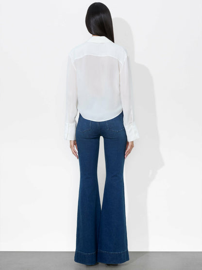 Hannon Tie Front Blouse In Off White - Alice + Olivia Women