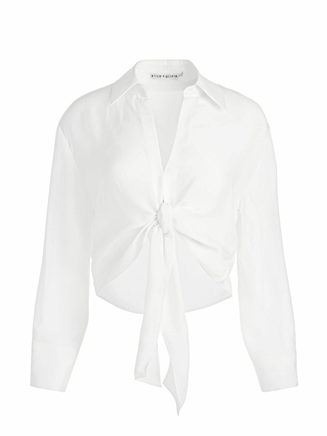 Hannon Tie Front Blouse In Off White - Alice + Olivia Women