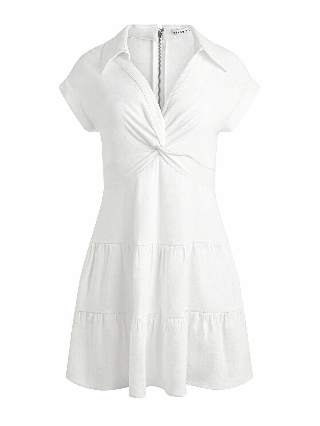 Mila Linen Twist Front Mini Dress In Off White - Alice + Olivia Women