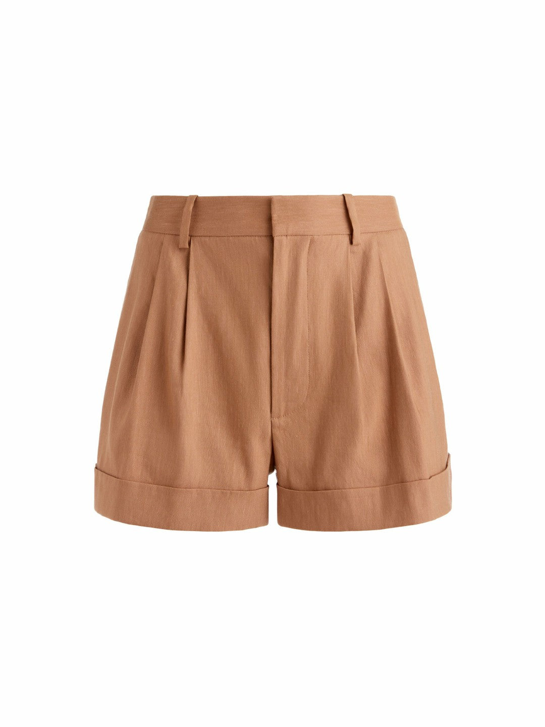 Conry Linen Pleated Cuff Short In Tan - Alice + Olivia Women