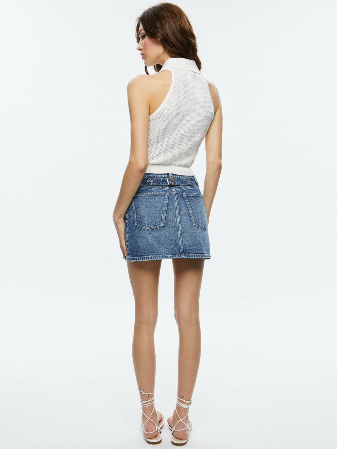 Miles Collared Tank In Soft White - Alice + Olivia Women