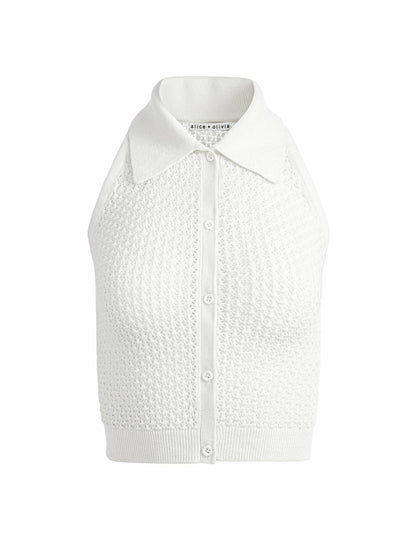 Miles Collared Tank In Soft White - Alice + Olivia Women