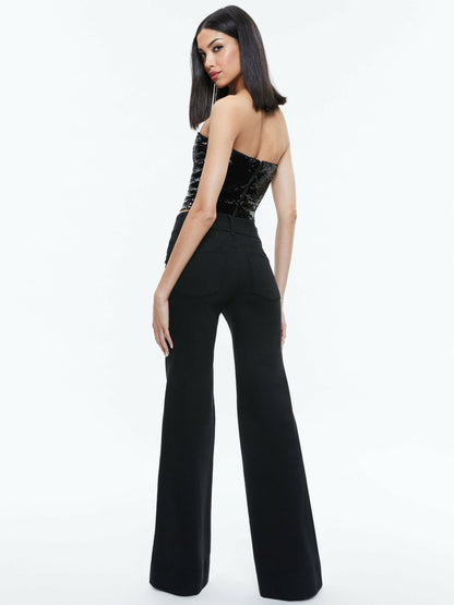 Vivi Sequin Cropped Top In Black - Alice + Olivia Women