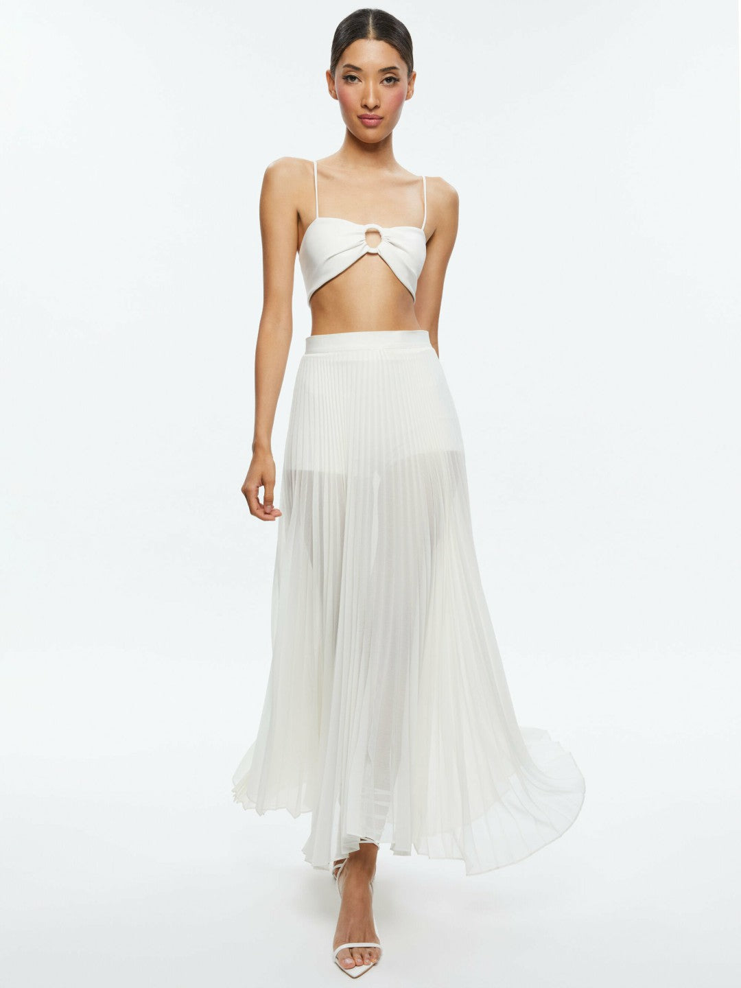 Essie Vegan Leather Bra Top In Off White - Alice + Olivia Women