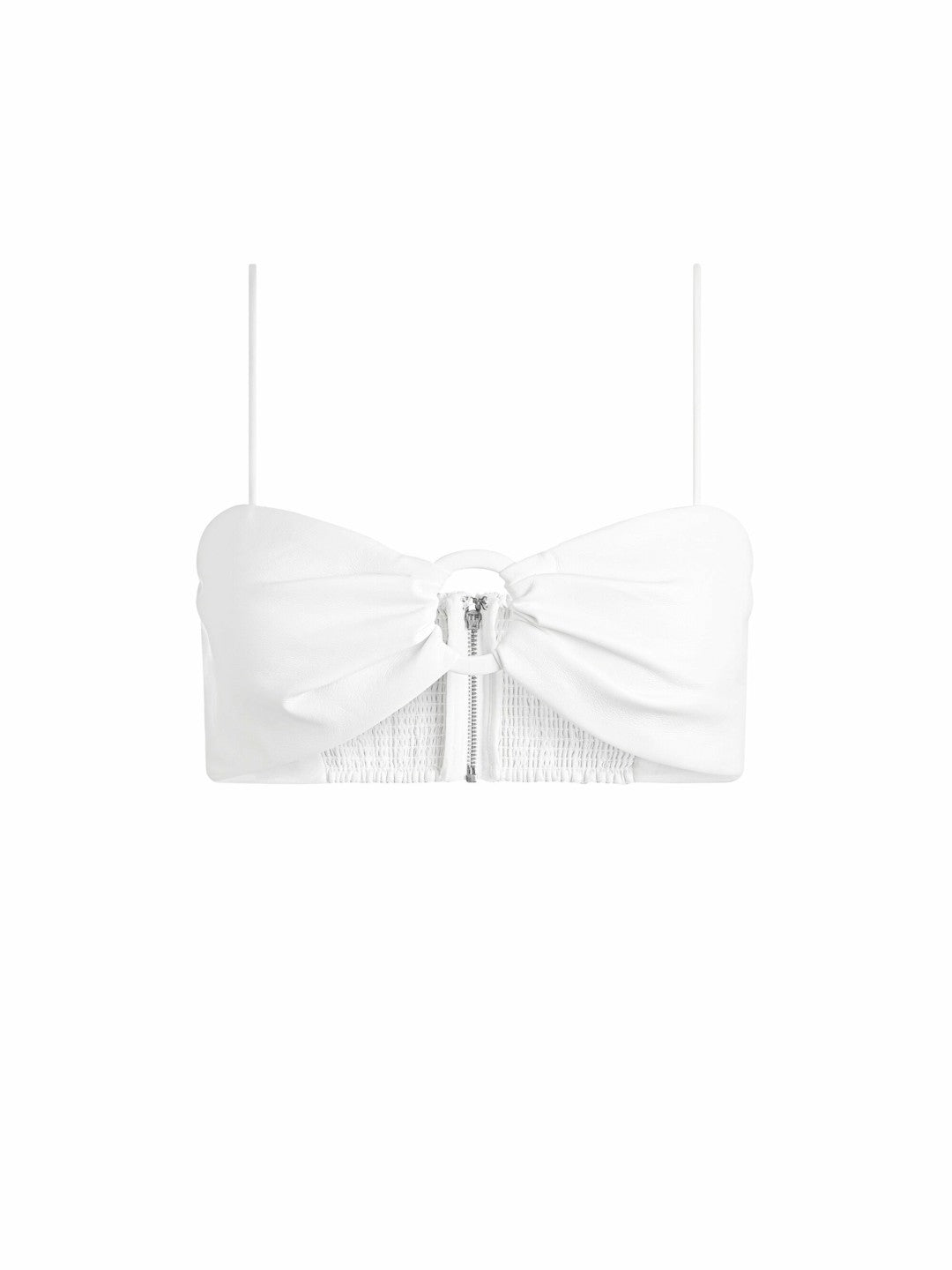 Essie Vegan Leather Bra Top In Off White - Alice + Olivia Women