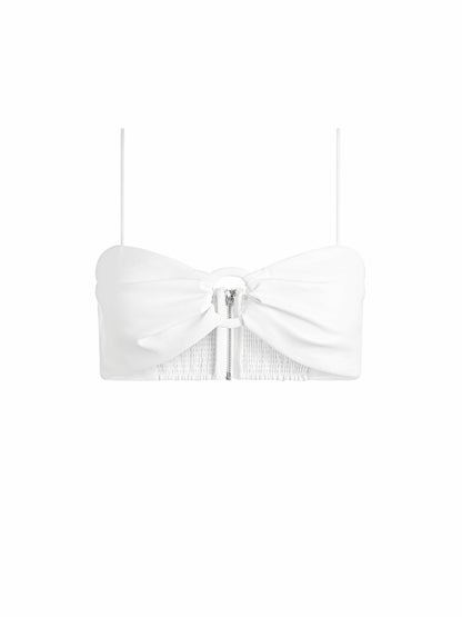 Essie Vegan Leather Bra Top In Off White - Alice + Olivia Women