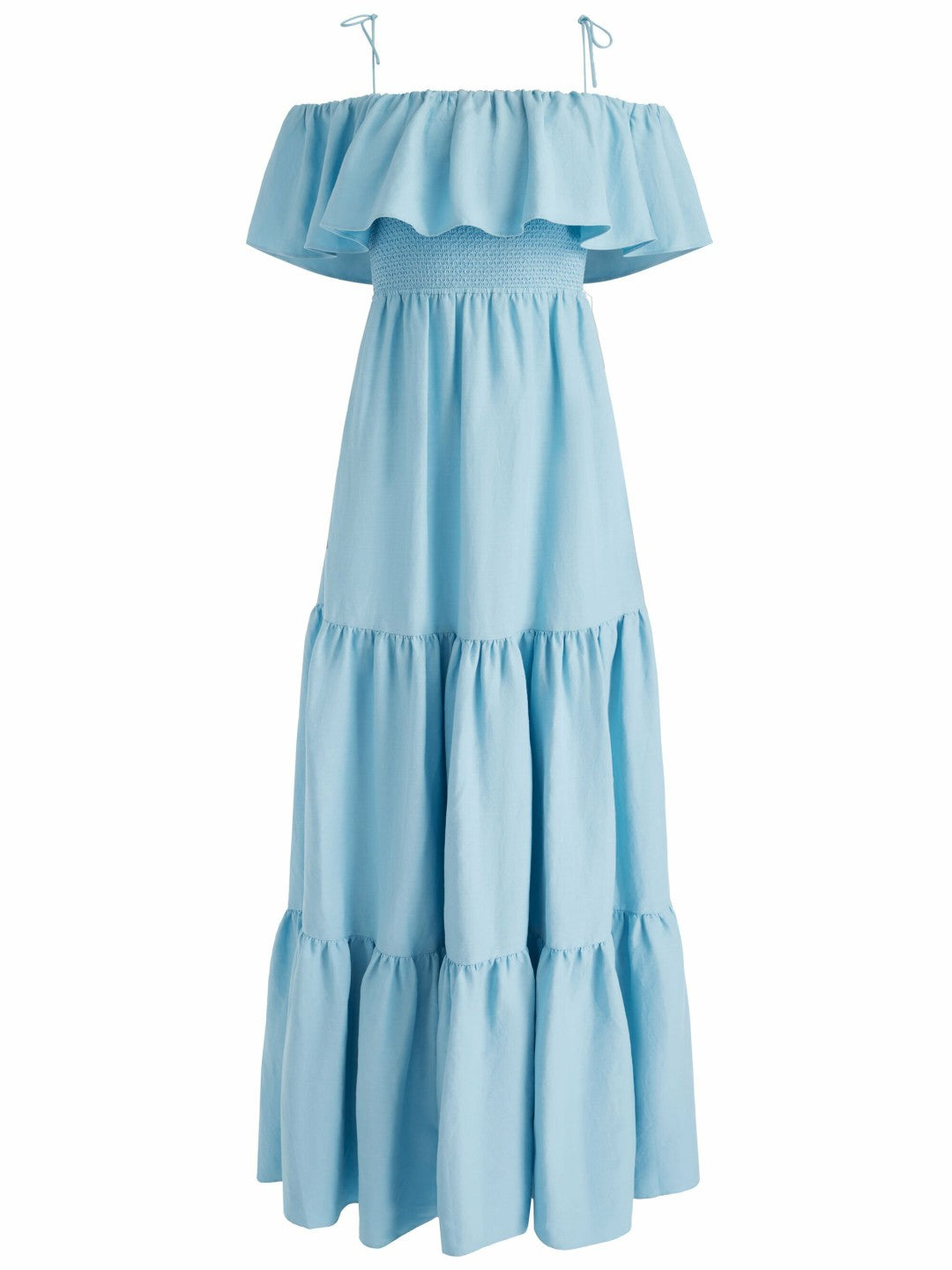 Kia Off The Shoulder Tiered Maxi Dress In Mineral Blue - Alice + Olivia Women
