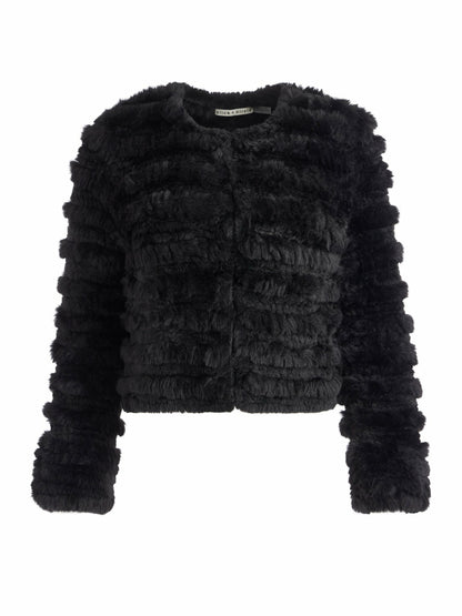 Fawn Faux Fur Jacket In Black - Alice + Olivia Women