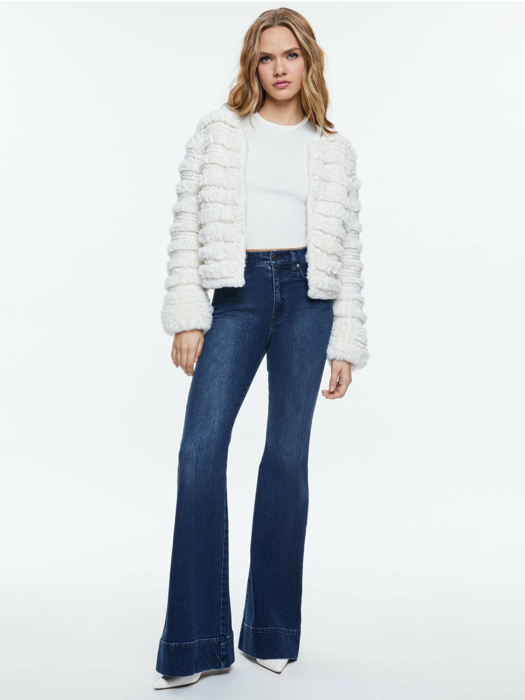 Fawn Faux Fur Jacket In Ecru - Alice + Olivia Women