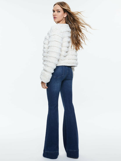 Fawn Faux Fur Jacket In Ecru - Alice + Olivia Women