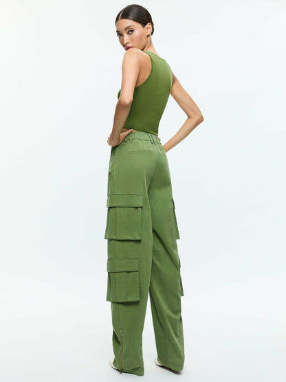 Daryn Button Through Cropped Tank In Avocado - Alice + Olivia Women