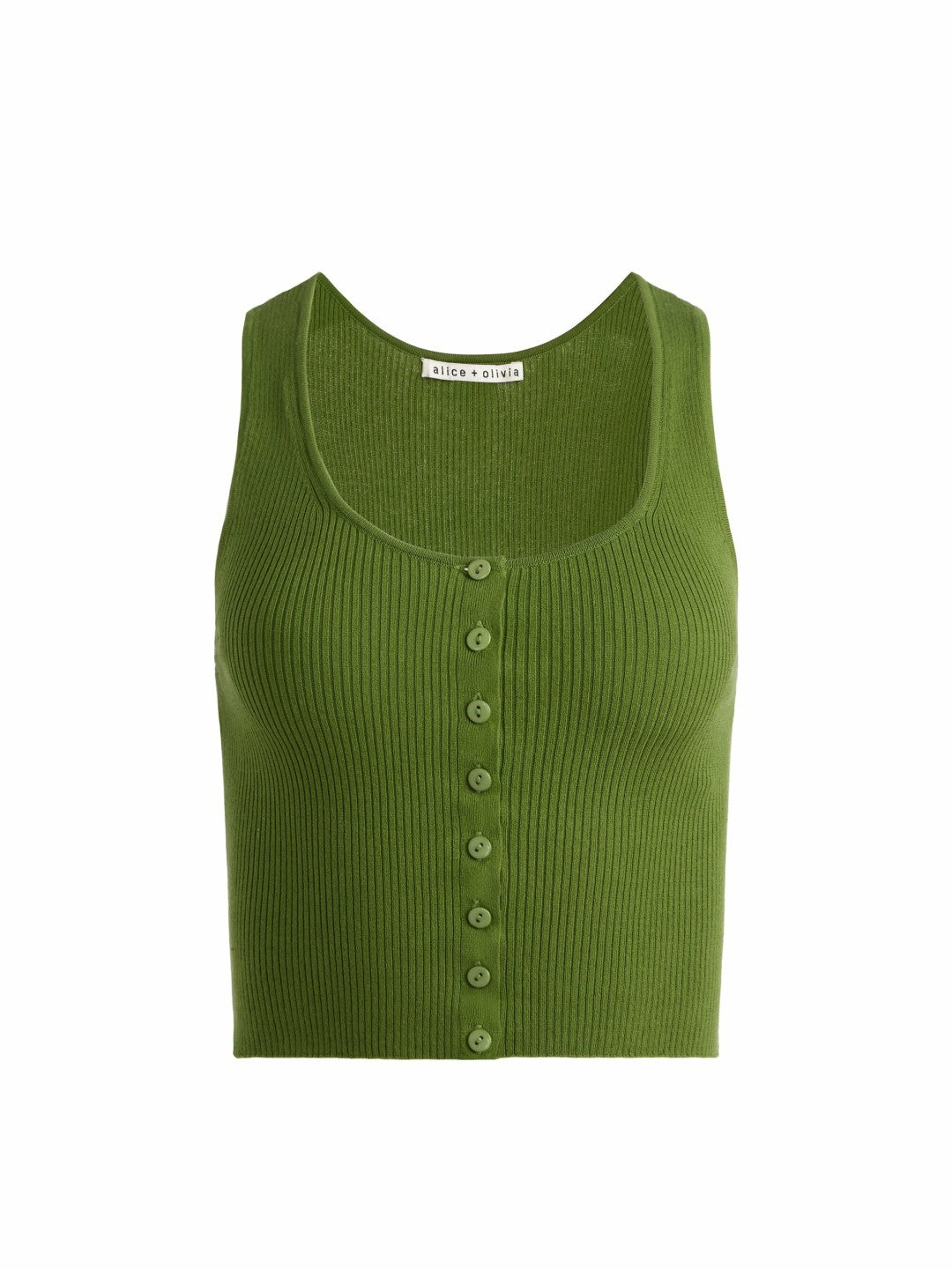 Daryn Button Through Cropped Tank In Avocado - Alice + Olivia Women