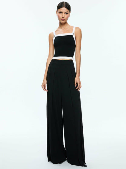 Dandi Knit Tank In Black/soft White - Alice + Olivia Women