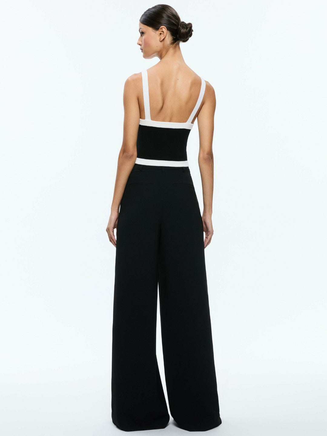 Dandi Knit Tank In Black/soft White - Alice + Olivia Women