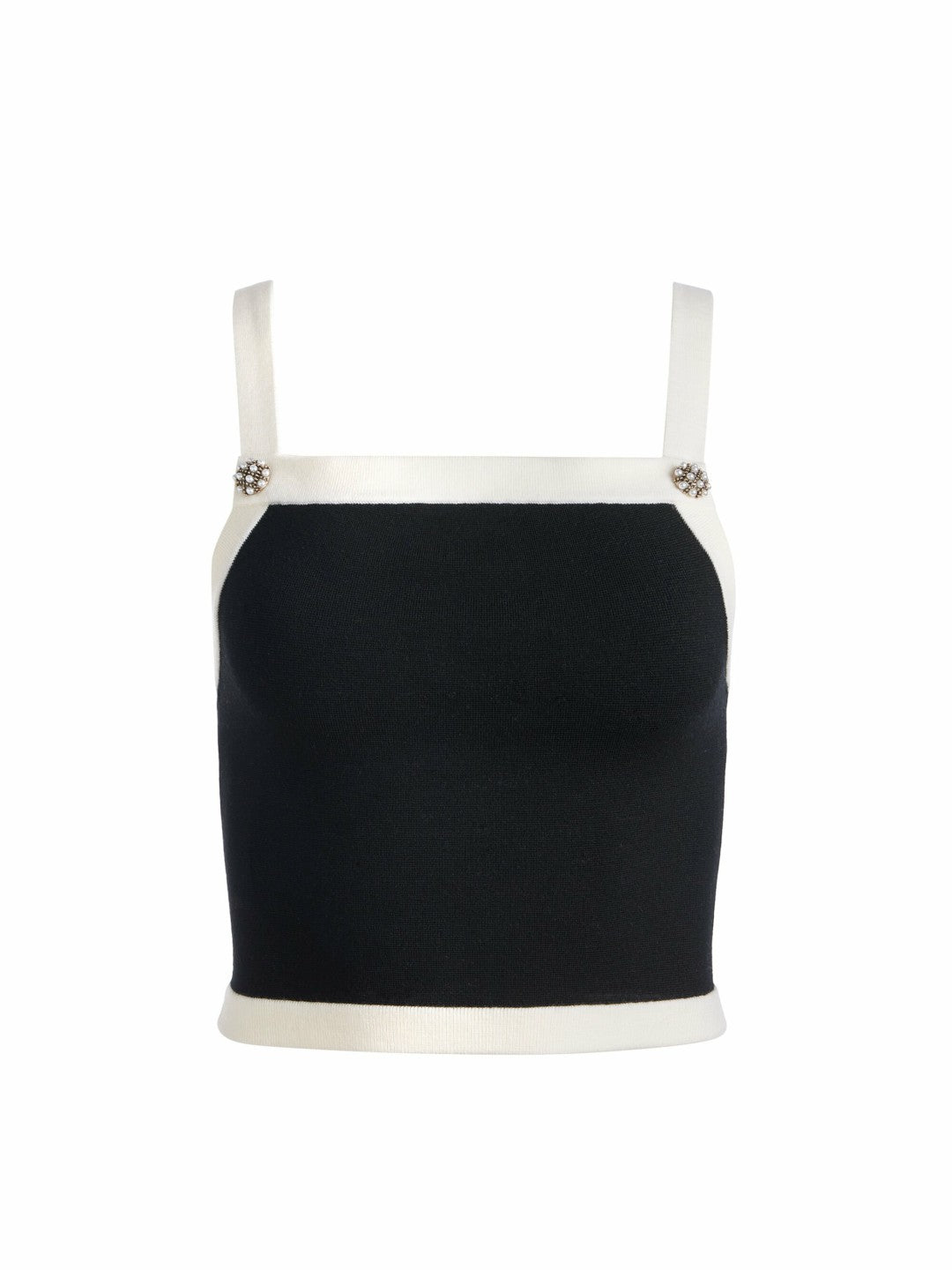 Dandi Knit Tank In Black/soft White - Alice + Olivia Women