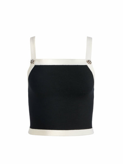 Dandi Knit Tank In Black/soft White - Alice + Olivia Women