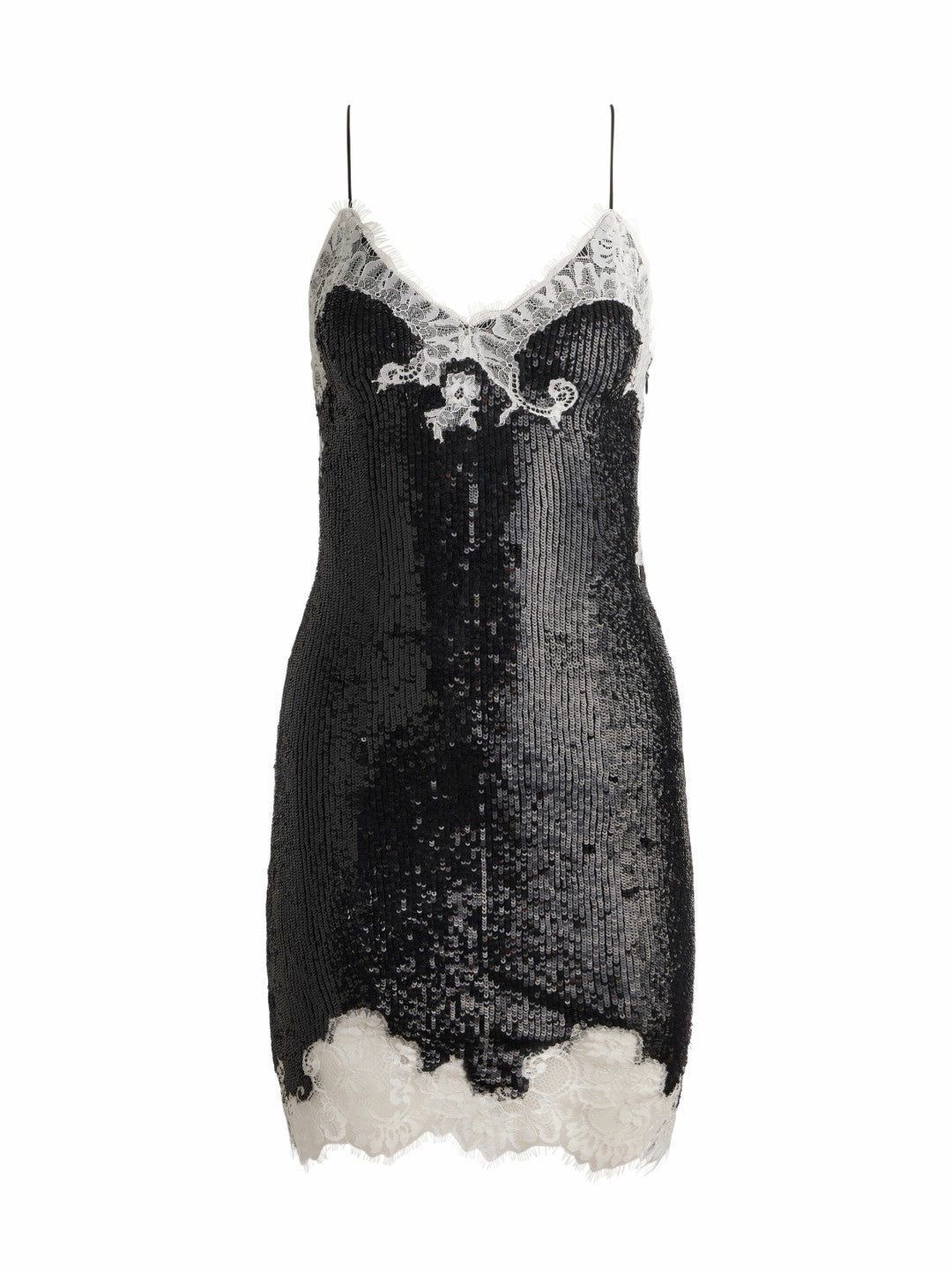 Harley Sequin Mini Dress In Black/off White - Alice + Olivia Women