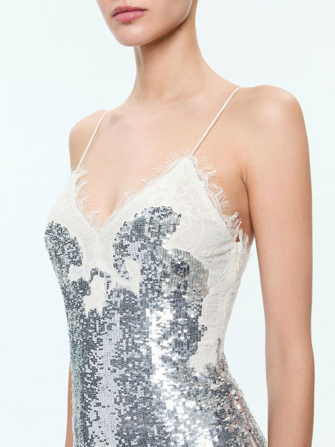 Harley Sequin Mini Dress In Pale Silver/vanilla - Alice + Olivia Women