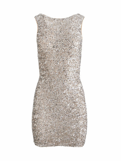 Celia Cowl Back Dress In Champagne/pale Silver - Alice + Olivia Women