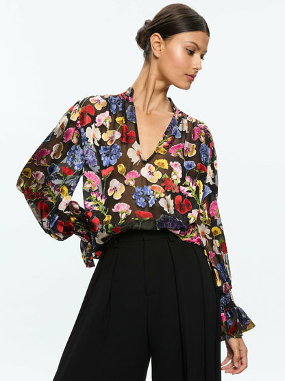 Onica Collared Blouse In Timeless Blossom - Alice + Olivia Women