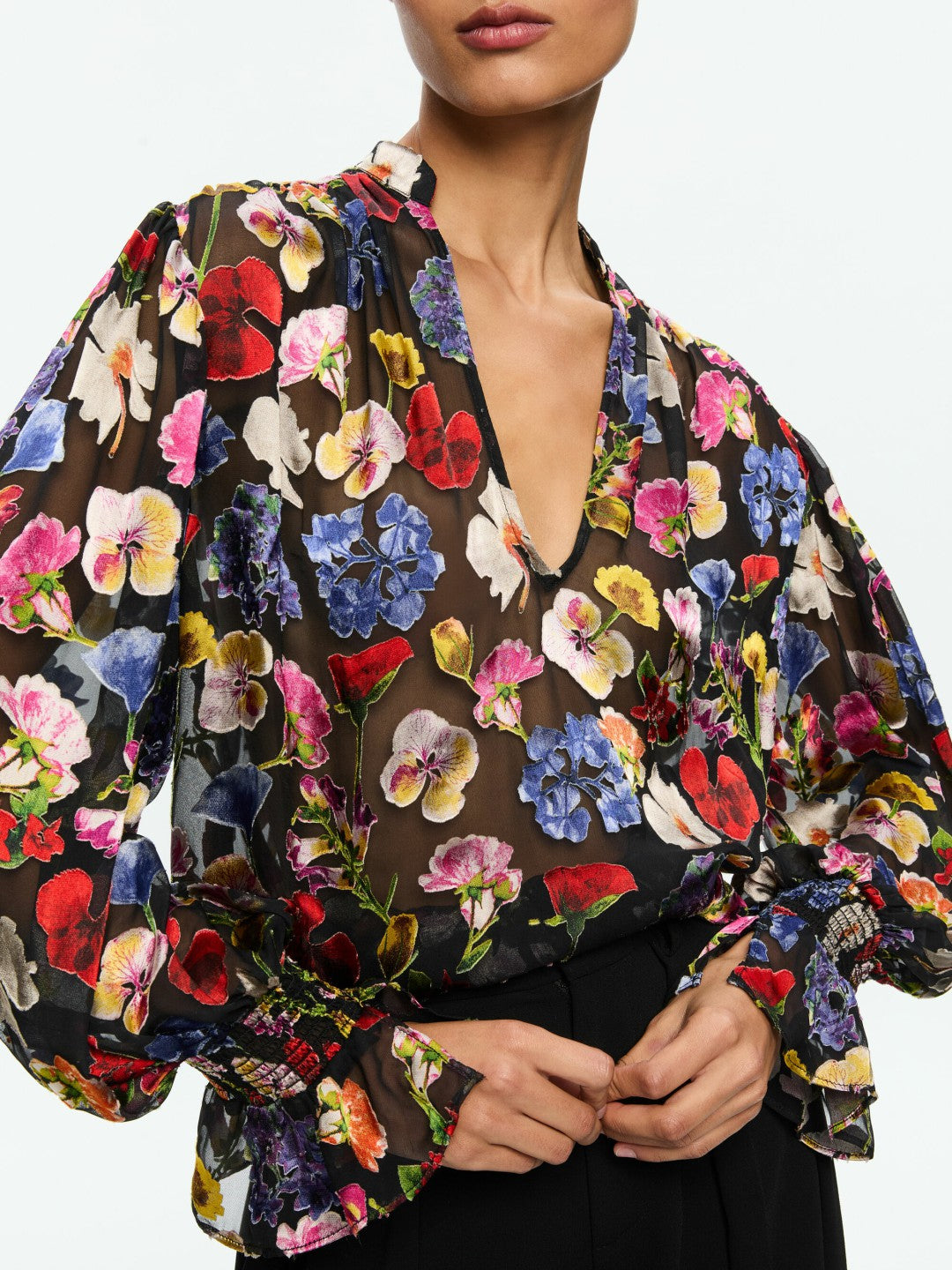 Onica Collared Blouse In Timeless Blossom - Alice + Olivia Women