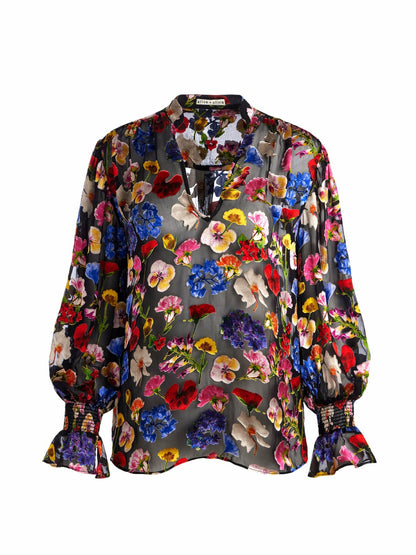 Onica Collared Blouse In Timeless Blossom - Alice + Olivia Women