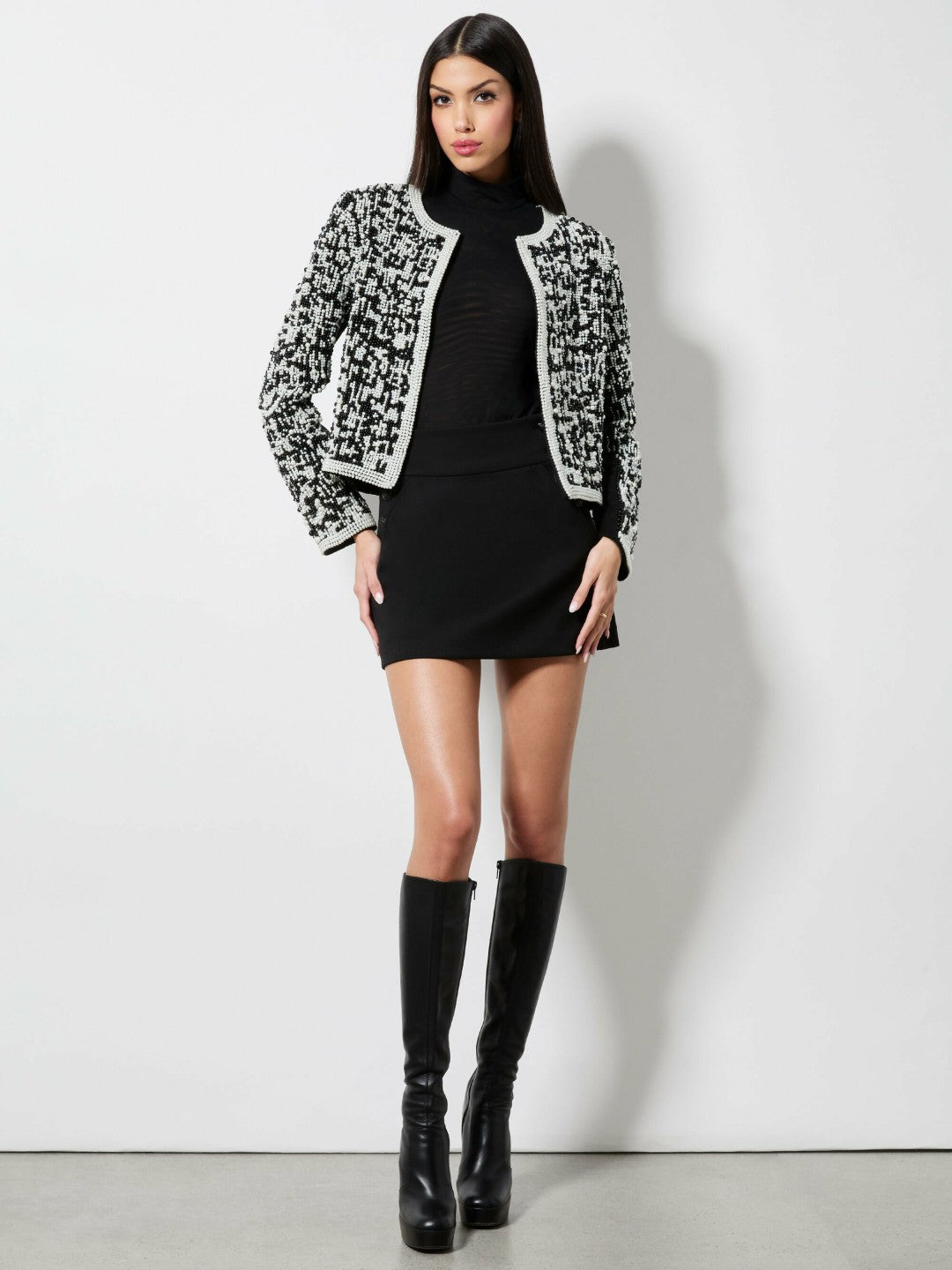 Kidman Jacket In Black/white - Alice + Olivia Women