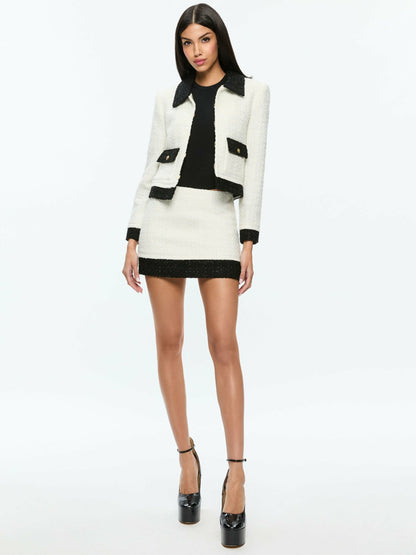 Ecenia Mini Skirt In Off White/black - Alice + Olivia Women