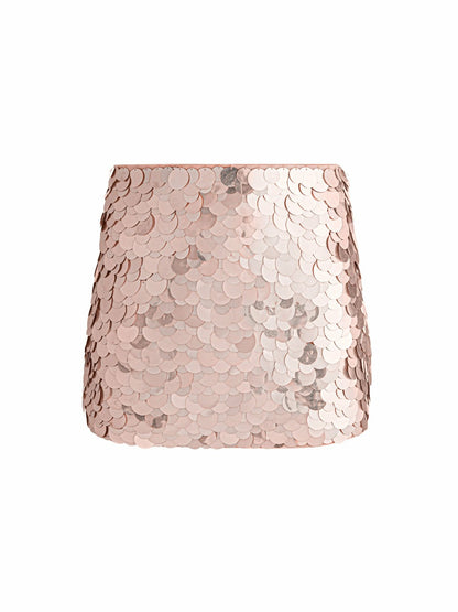 Rubi Paillette Micro Skirt In Pearl Blush - Alice + Olivia Women