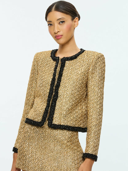 Landon Jacket In Gold - Alice + Olivia Women