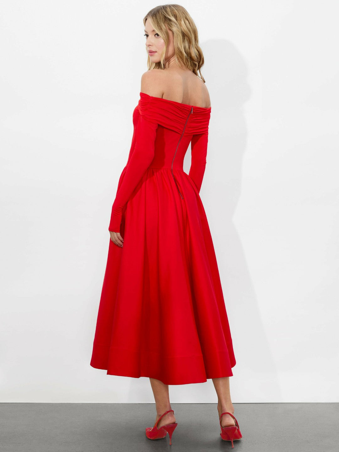 Chara Flared Midi Dress In Bright Ruby - Alice + Olivia Women