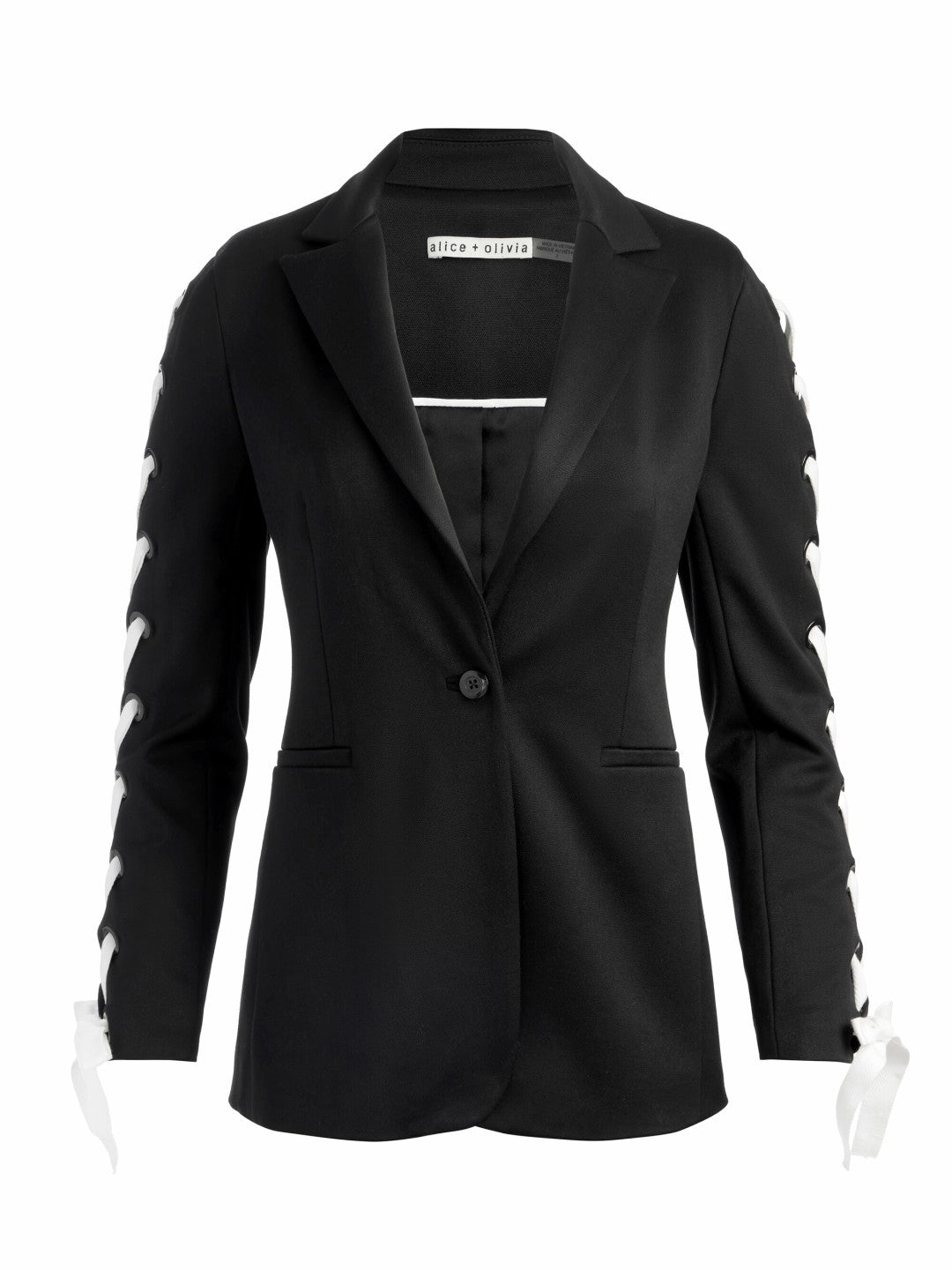 Breann Lace Up Blazer In Black - Alice + Olivia Women