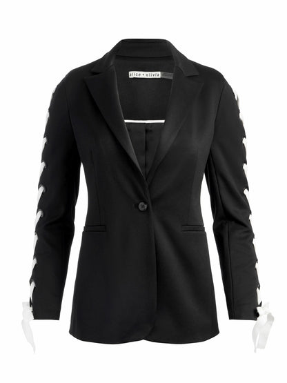 Breann Lace Up Blazer In Black - Alice + Olivia Women