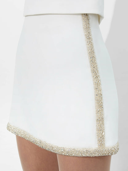 Riley Mini Skirt In Off White - Alice + Olivia Women