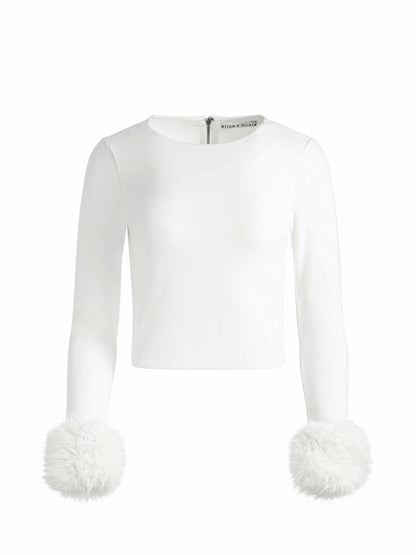 Delaina Top In Off White - Alice + Olivia Women